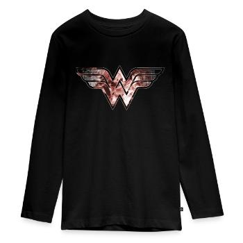 DC Comics Wonder Woman Classic Logo Bronze - Teenager Premium Organic Long Sleeve Shirt - black - Front - AI Model Kid Female (0cm)