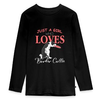 Border collie - T-shirt manches longues Premium Ado - noir - Devant - AI Model Kid Female (0cm)
