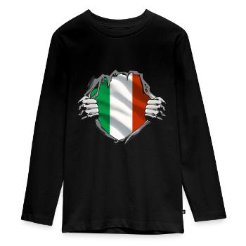 Italie Drapeau Vintage Drapeau Italien Occasion Look - T-shirt manches longues Premium Ado - noir - Devant - AI Model Kid Female (0cm)