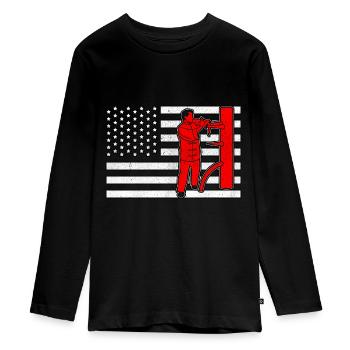 Wing Chun - Teenager Premium Organic Long Sleeve Shirt - black - Front - AI Model Kid Female (0cm)