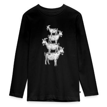Ziege - Teenager Premium Bio Langarmshirt - Schwarz - Vorne - AI Model Kid Female (0cm)