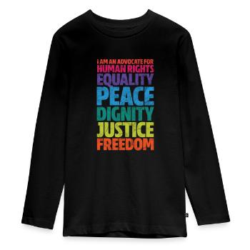 Menschenrechte Antirassismus Toleranz Geschenk - Teenager Premium Bio Langarmshirt - Schwarz - Vorne - AI Model Kid Female (0cm)