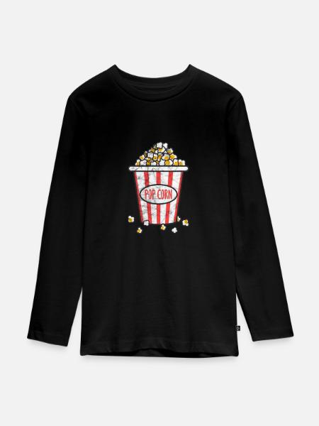 Popcorn - Teenager Premium Bio Langarmshirt - Schwarz