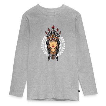 Indien - T-shirt manches longues Premium Ado - gris chiné - Devant