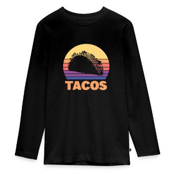Taco - Teenager Premium Bio Langarmshirt - Schwarz - Vorne - AI Model Kid Female (0cm)