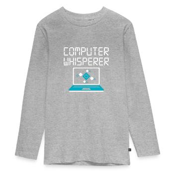Computer - Teenager Premium Organic Long Sleeve Shirt - heather grey - Front
