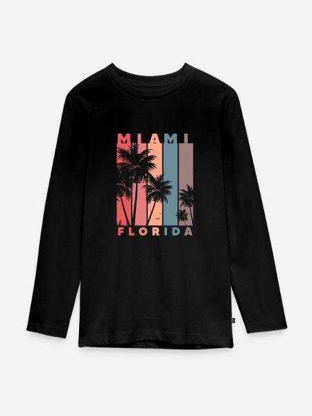 Miami - Teenager Premium Bio Langarmshirt - Schwarz
