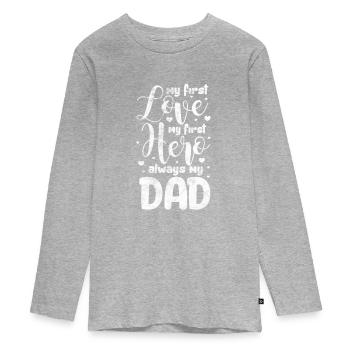 Vater - Teenager Premium Bio Langarmshirt - Grau meliert - Vorne