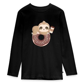 Donut Café Paresseux Donuts GEschenk - T-shirt manches longues Premium Ado - noir - Devant - AI Model Kid Female (0cm)