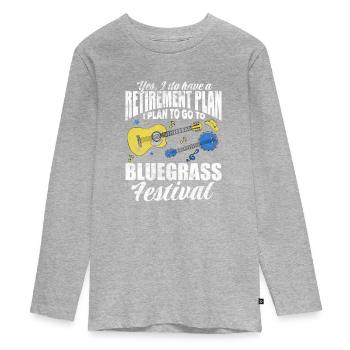 Festival Bluegrass de la retraite - T-shirt manches longues Premium Ado - gris chiné - Devant