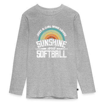 Fille de softball - T-shirt manches longues Premium Ado - gris chiné - Devant