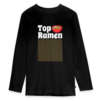 Ramen - Teenager Premium Organic Long Sleeve Shirt - black - Front - AI Model Kid Female (0cm)