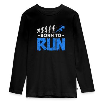 Running Runner Jogging Jogging Runner Gift - Teenager Premium Organic Long Sleeve Shirt - black - Front - AI Model Kid Female (0cm)