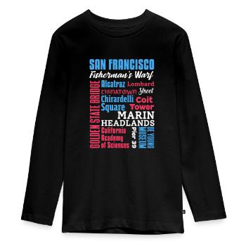 San Francisco - Teenager Premium Organic Long Sleeve Shirt - black - Front - AI Model Kid Female (0cm)