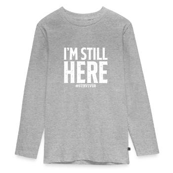 Krebs Krank Krankheit Kampf Geschenk - Teenager Premium Bio Langarmshirt - Grau meliert - Vorne