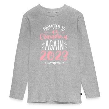 Pregnancy Grandma - Teenager Premium Organic Long Sleeve Shirt - heather grey - Front