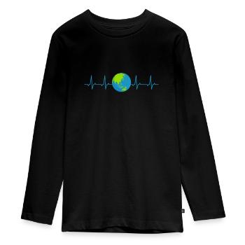 Climate change - Teenager Premium Organic Long Sleeve Shirt - black - Front - AI Model Kid Female (0cm)