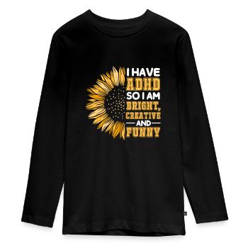 TDAH TDAH Cadeau de déficit de l’attention - T-shirt manches longues Premium Ado - noir - Devant - AI Model Kid Female (0cm)