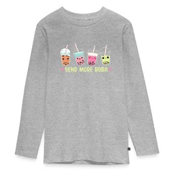 Thé à bulles - T-shirt manches longues Premium Ado - gris chiné - Devant
