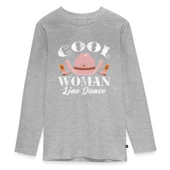 Line Dance - Teenager Premium Organic Long Sleeve Shirt - heather grey - Front