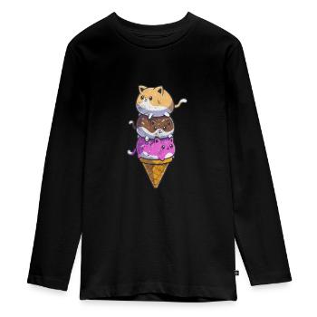 Eiscreme - Teenager Premium Bio Langarmshirt - Schwarz - Vorne - AI Model Kid Female (0cm)