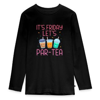 Bubble Tea - Teenager Premium Organic Long Sleeve Shirt - black - Front - AI Model Kid Female (0cm)