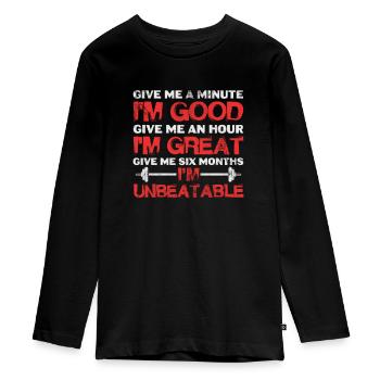 Bodybuilder - Teenager Premium Organic Long Sleeve Shirt - black - Front - AI Model Kid Female (0cm)