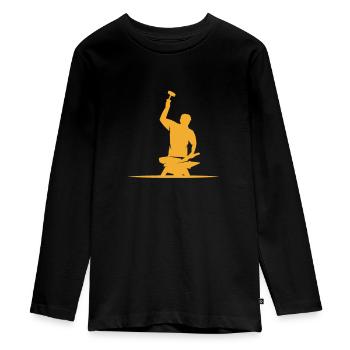 Blacksmith Schiede Anvil Cutler Gift - Teenager Premium Organic Long Sleeve Shirt - black - Front - AI Model Kid Female (0cm)