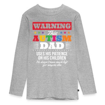 Papa autiste - T-shirt manches longues Premium Ado - gris chiné - Devant