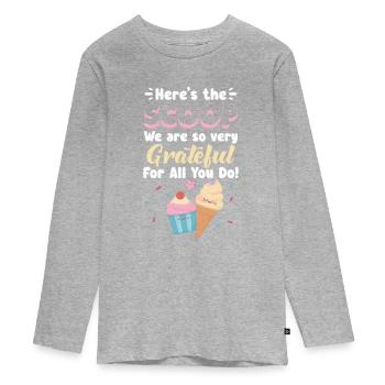 Eiscreme - Teenager Premium Bio Langarmshirt - Grau meliert - Vorne
