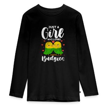 Wellensittich - Teenager Premium Bio Langarmshirt - Schwarz - Vorne - AI Model Kid Female (0cm)