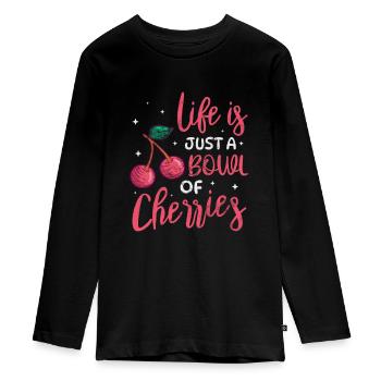 Cherry - Teenager Premium Organic Long Sleeve Shirt - black - Front - AI Model Kid Female (0cm)