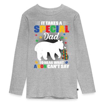 Papa autiste - T-shirt manches longues Premium Ado - gris chiné - Devant
