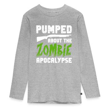 Zombie Zombie-Jäger Zombieapokalypse Geschenk - Teenager Premium Bio Langarmshirt - Grau meliert - Vorne