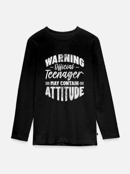 Teenager - Teenager Premium Bio Langarmshirt - Schwarz