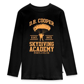 Skydive Skydiver Skydiving Fallschirm Geschenk - Teenager Premium Bio Langarmshirt - Schwarz - Vorne - AI Model Kid Female (0cm)