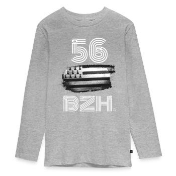 Bretagne-numéro département Breton BZH - T-shirt manches longues Premium Ado - gris chiné - Devant