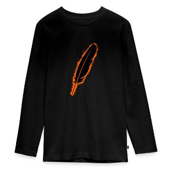 Feather silhouette orange and black outline - Teenager Premium Organic Long Sleeve Shirt - black - Front - AI Model Kid Female (0cm)