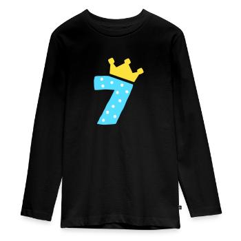7 Krone 7 Geburtstag 7 Jahre - Teenager Premium Bio Langarmshirt - Schwarz - Vorne - AI Model Kid Female (0cm)