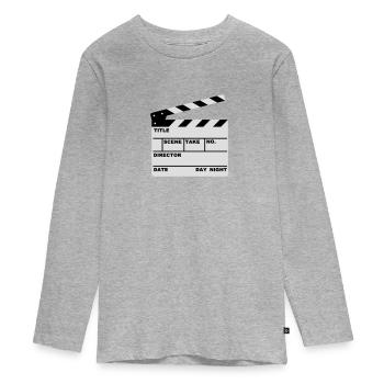 clapperboard (writable flex) - Teenager Premium Organic Long Sleeve Shirt - heather grey - Front