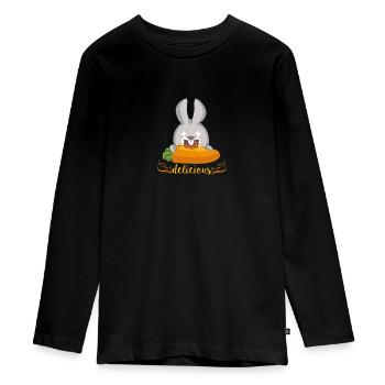 delicious - Rabbit - Teenager Premium Organic Long Sleeve Shirt - black - Front - AI Model Kid Female (0cm)
