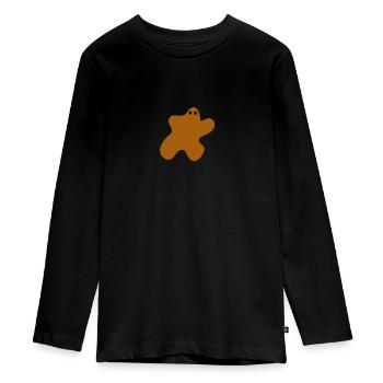Brauner Fleck mit Augen - Teenager Premium Bio Langarmshirt - Schwarz - Vorne - AI Model Kid Female (0cm)