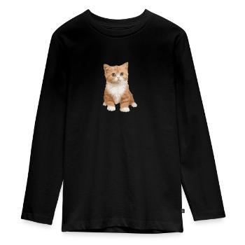 Katze - Katze - Teenager Premium Bio Langarmshirt - Schwarz - Vorne - AI Model Kid Female (0cm)