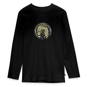 Conception de chemise SMILE FOREVER - Noir et jaune - T-shirt manches longues Premium Ado - noir - Devant - AI Model Kid Female (0cm)
