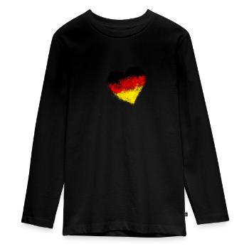 WM EM Deutschland Herz Weltmeister Fußball - Teenager Premium Bio Langarmshirt - Schwarz - Vorne - AI Model Kid Female (0cm)
