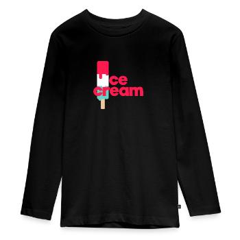 Crème glacée - T-shirt manches longues Premium Ado - noir - Devant - AI Model Kid Female (0cm)