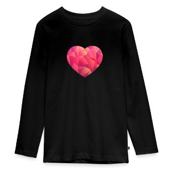 Heart pink - Teenager Premium Organic Long Sleeve Shirt - black - Front - AI Model Kid Female (0cm)