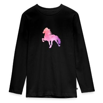 Islandpferd Watercolor - Teenager Premium Bio Langarmshirt - Schwarz - Vorne - AI Model Kid Female (0cm)