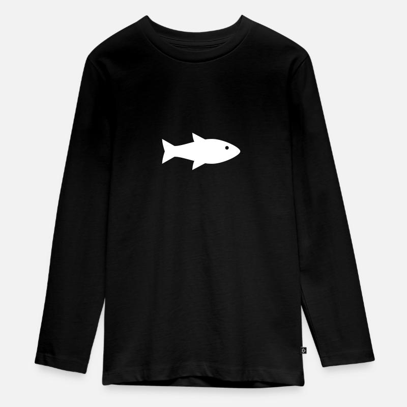 Fisch - Teenager Premium Bio Langarmshirt - Schwarz