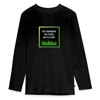 No Farmers no Food no Future - Teenager Premium Bio Langarmshirt - Schwarz - Vorne - AI Model Kid Female (0cm)